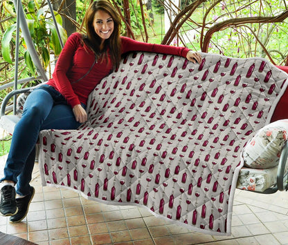 Wine Bottle Pattern Print Premium Quilt-JTAMIGO.COM