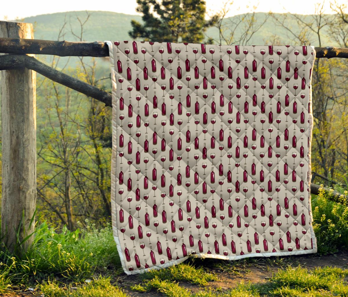 Wine Bottle Pattern Print Premium Quilt-JTAMIGO.COM