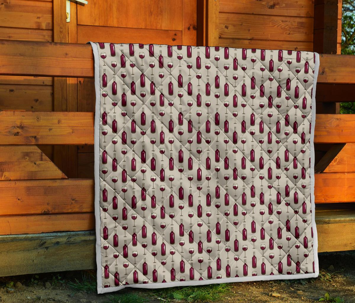 Wine Bottle Pattern Print Premium Quilt-JTAMIGO.COM
