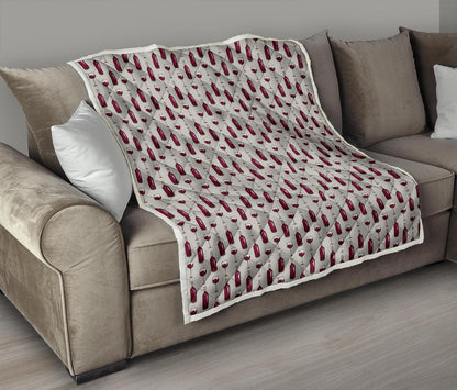 Wine Bottle Pattern Print Premium Quilt-JTAMIGO.COM