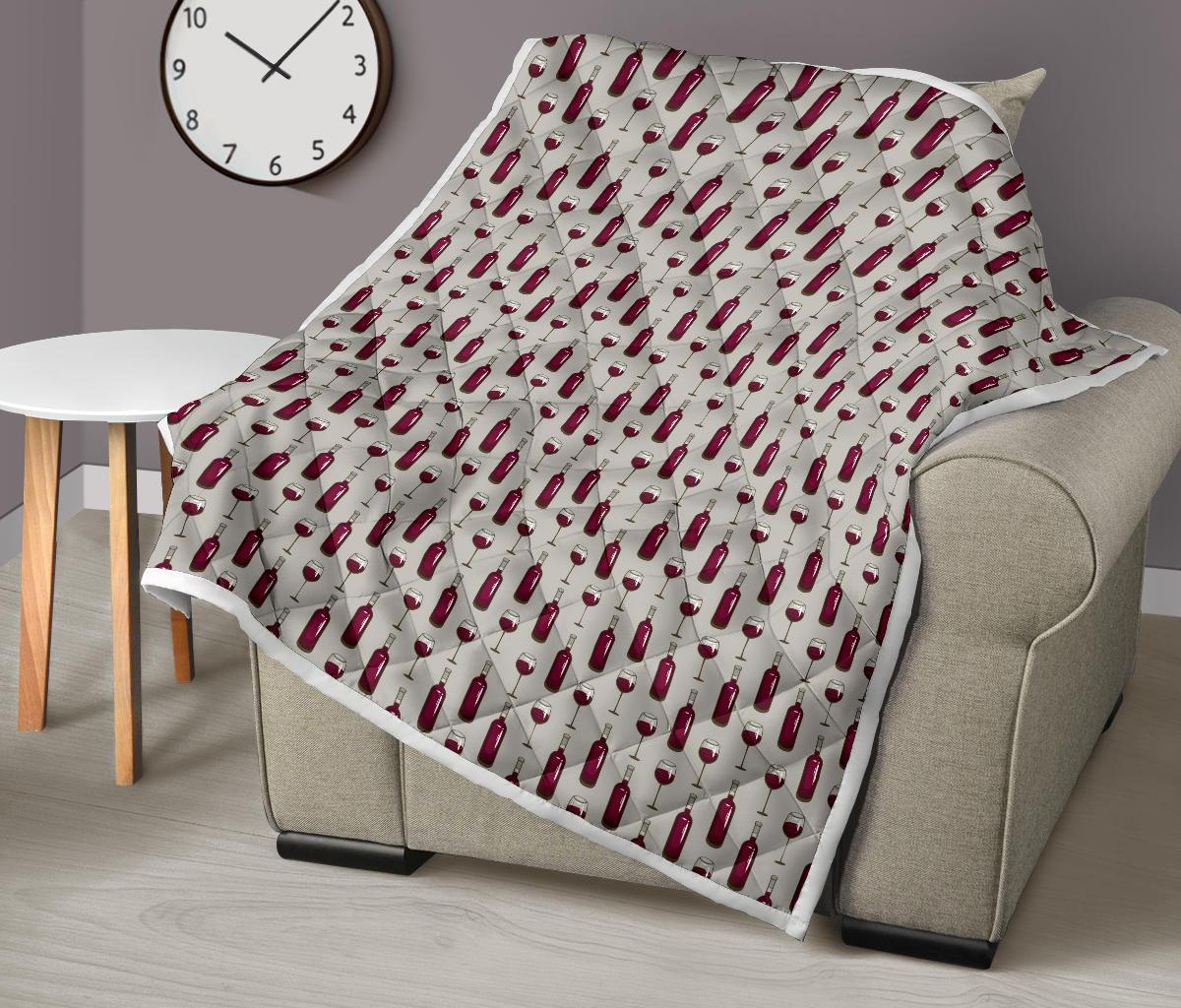 Wine Bottle Pattern Print Premium Quilt-JTAMIGO.COM