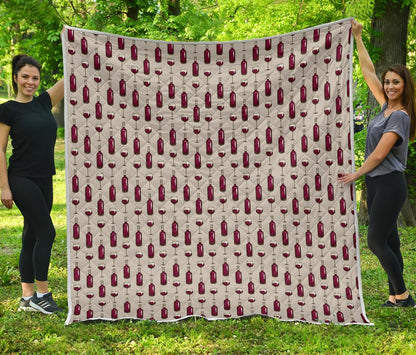 Wine Bottle Pattern Print Premium Quilt-JTAMIGO.COM