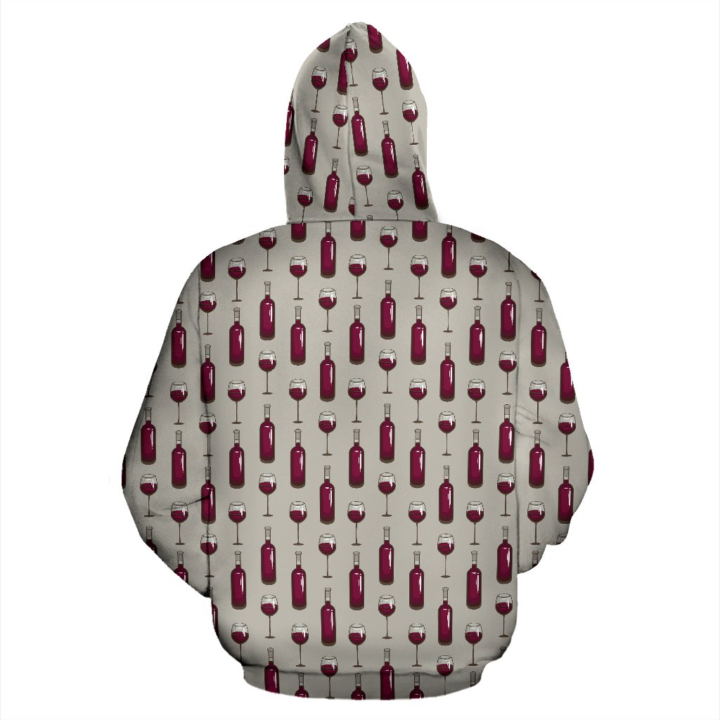 Wine Bottle Pattern Print Pullover Hoodie