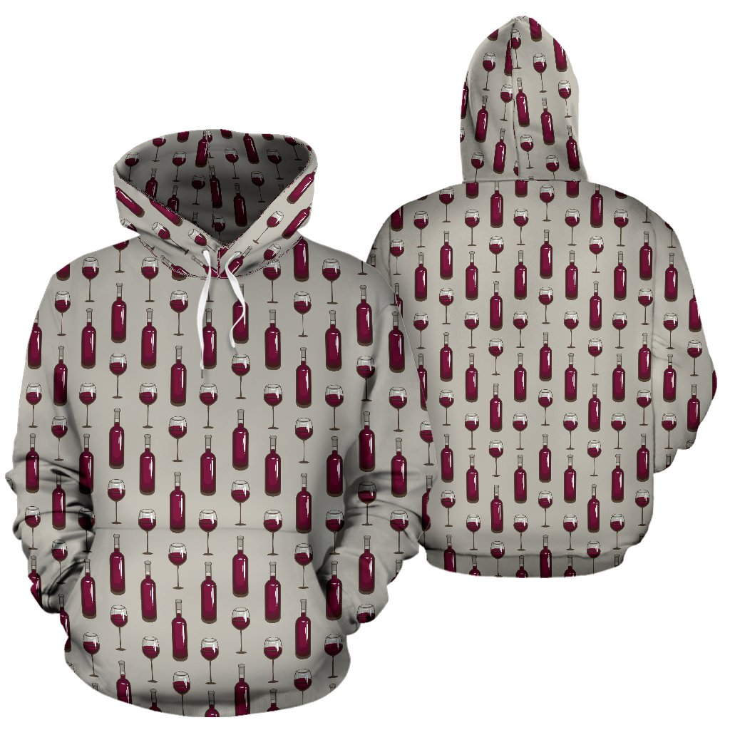 Wine Bottle Pattern Print Pullover Hoodie
