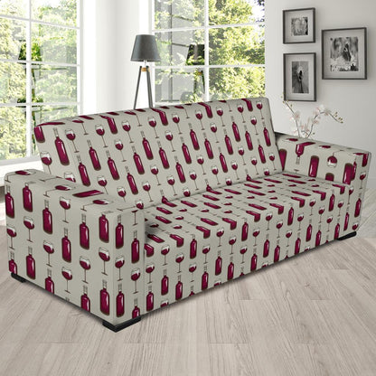 Wine Bottle Pattern Print Sofa Slipcover-JTAMIGO.COM