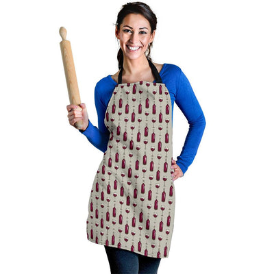 Wine Bottle Pattern Print Women Apron