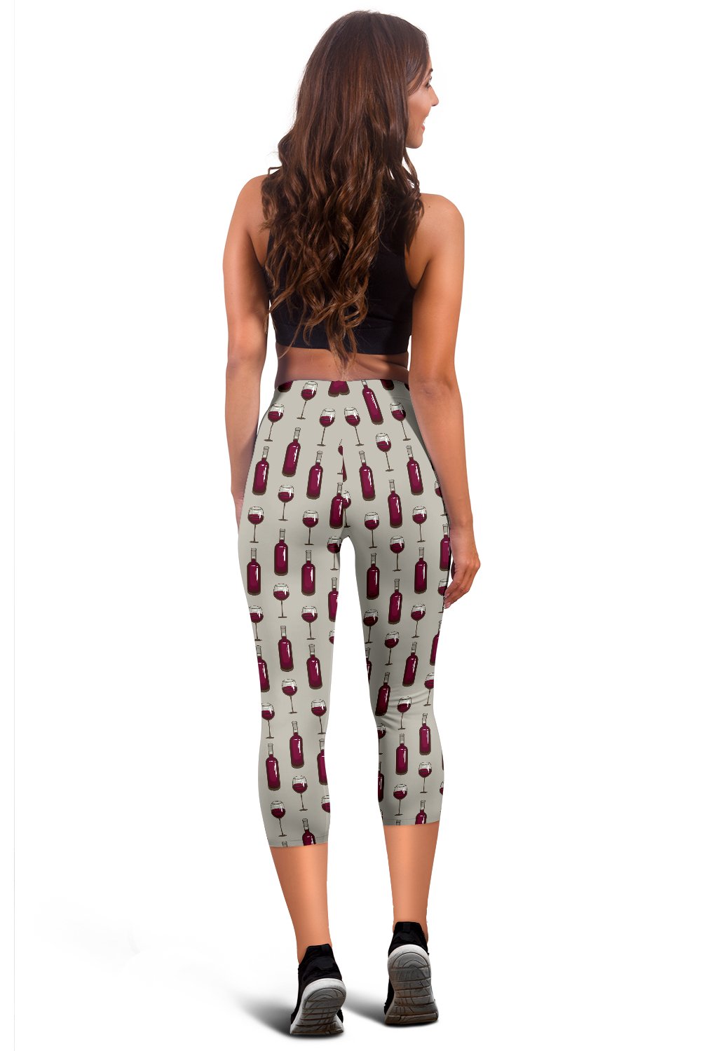 Wine Bottle Pattern Print Women Capris