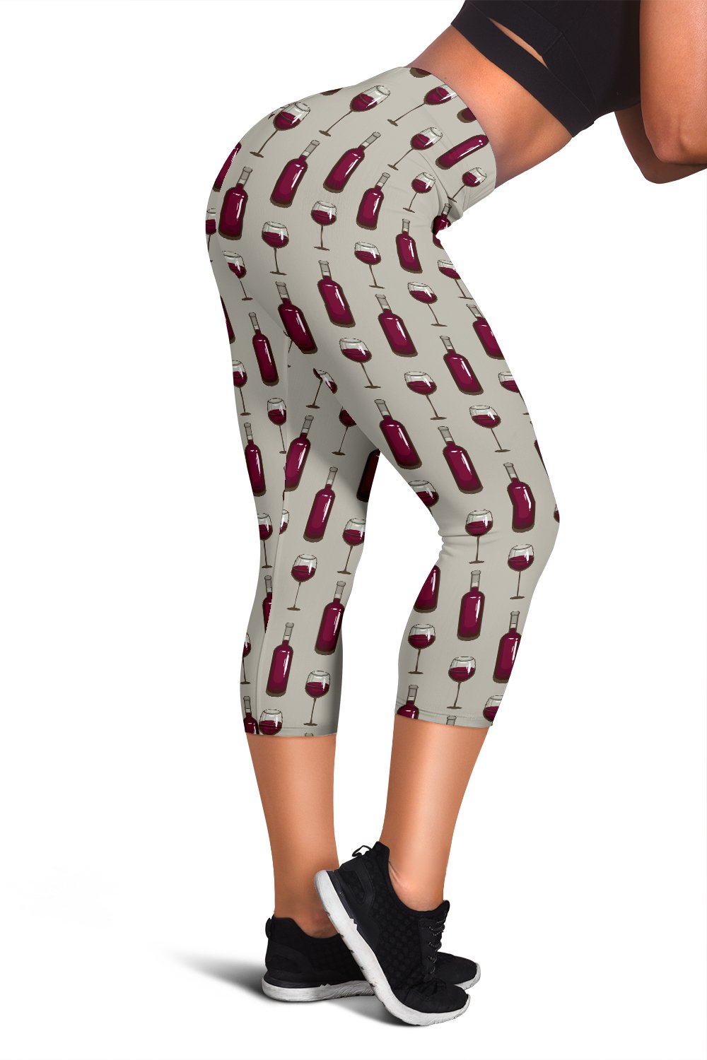 Wine Bottle Pattern Print Women Capris