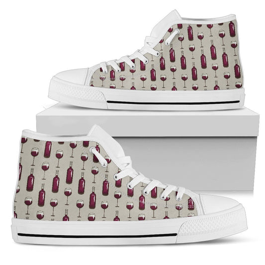Wine Bottle Pattern Print Women High Top Shoes