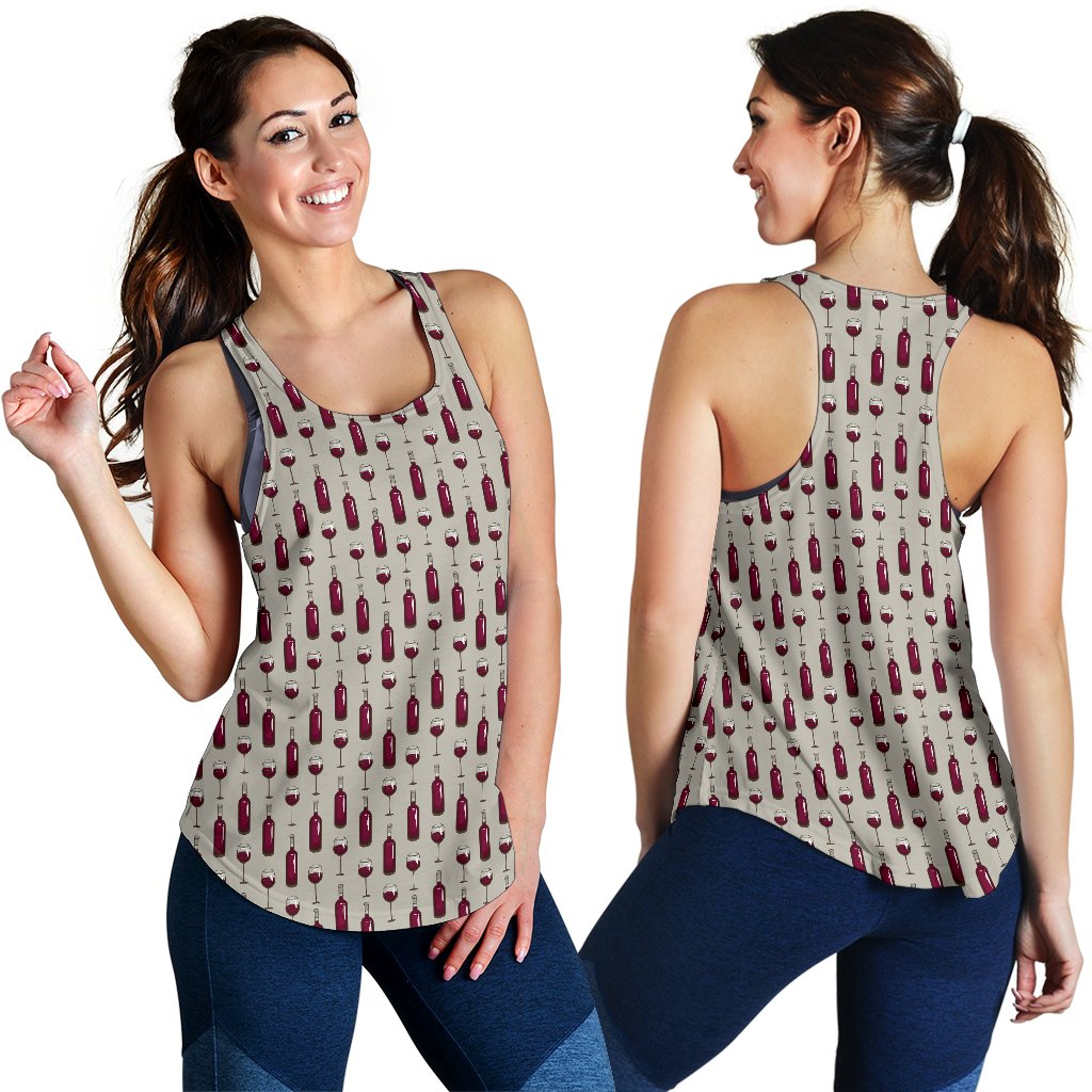 Wine Bottle Pattern Print Women Racerback Tank Top