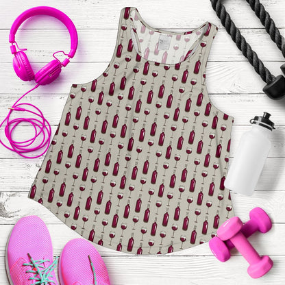 Wine Bottle Pattern Print Women Racerback Tank Top