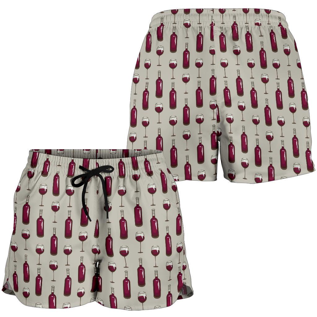 Wine Bottle Pattern Print Women Shorts-JTAMIGO.COM