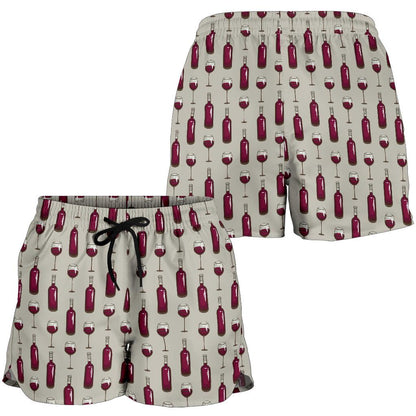 Wine Bottle Pattern Print Women Shorts-JTAMIGO.COM
