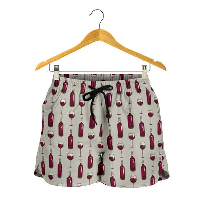 Wine Bottle Pattern Print Women Shorts-JTAMIGO.COM