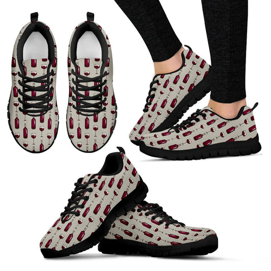 Wine Bottle Pattern Print Women Sneakers Shoes