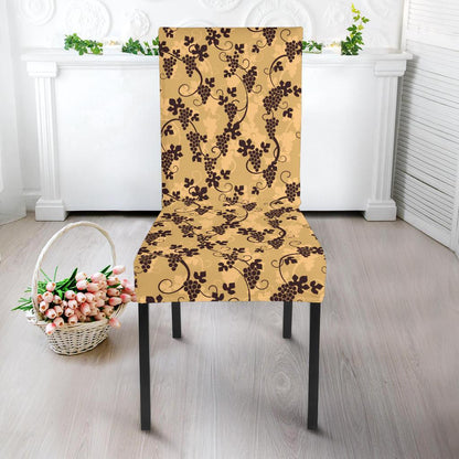 Wine Grape Design Print Dining Chair Slipcover-JTAMIGO.COM