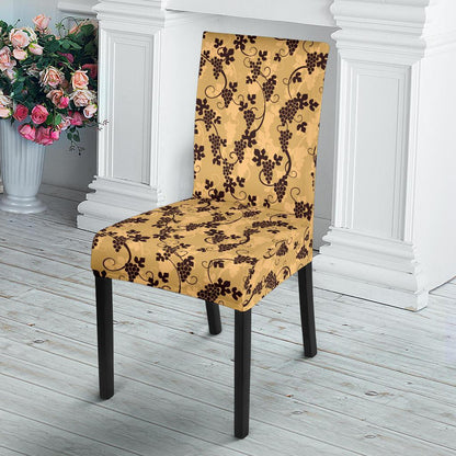Wine Grape Design Print Dining Chair Slipcover-JTAMIGO.COM