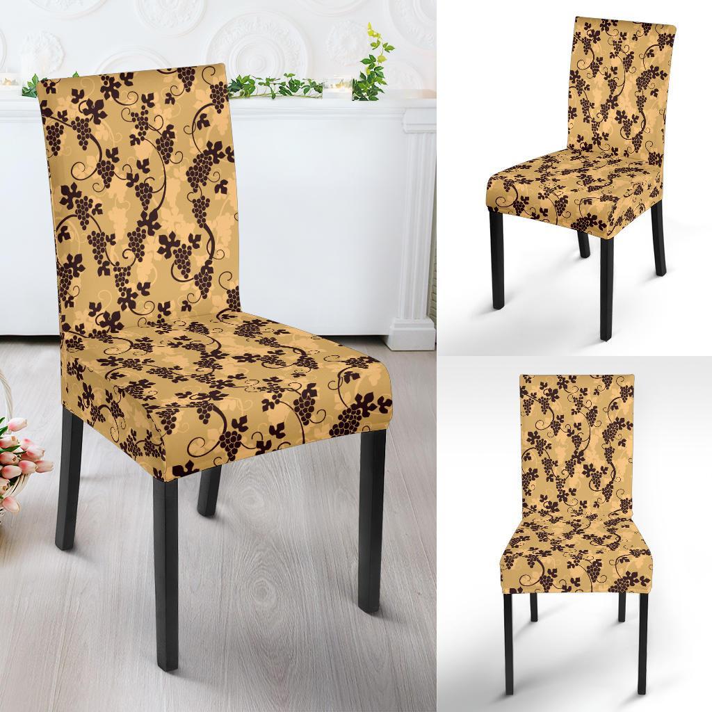 Wine Grape Design Print Dining Chair Slipcover-JTAMIGO.COM
