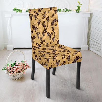 Wine Grape Design Print Dining Chair Slipcover-JTAMIGO.COM
