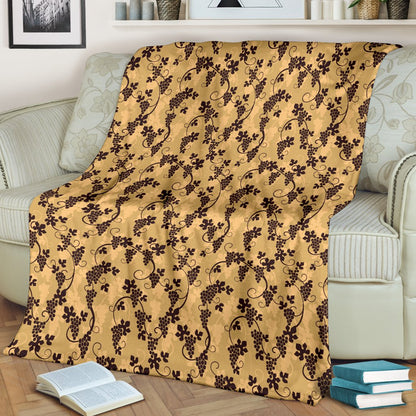 Wine Grape Design Print Fleece Blanket