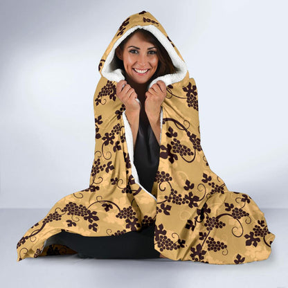 Wine Grape Design Print Hooded Blanket-JTAMIGO.COM
