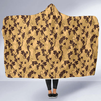 Wine Grape Design Print Hooded Blanket-JTAMIGO.COM
