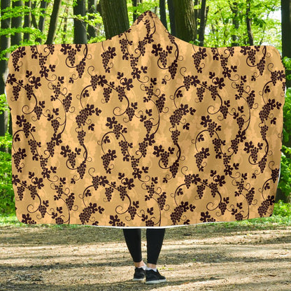 Wine Grape Design Print Hooded Blanket-JTAMIGO.COM