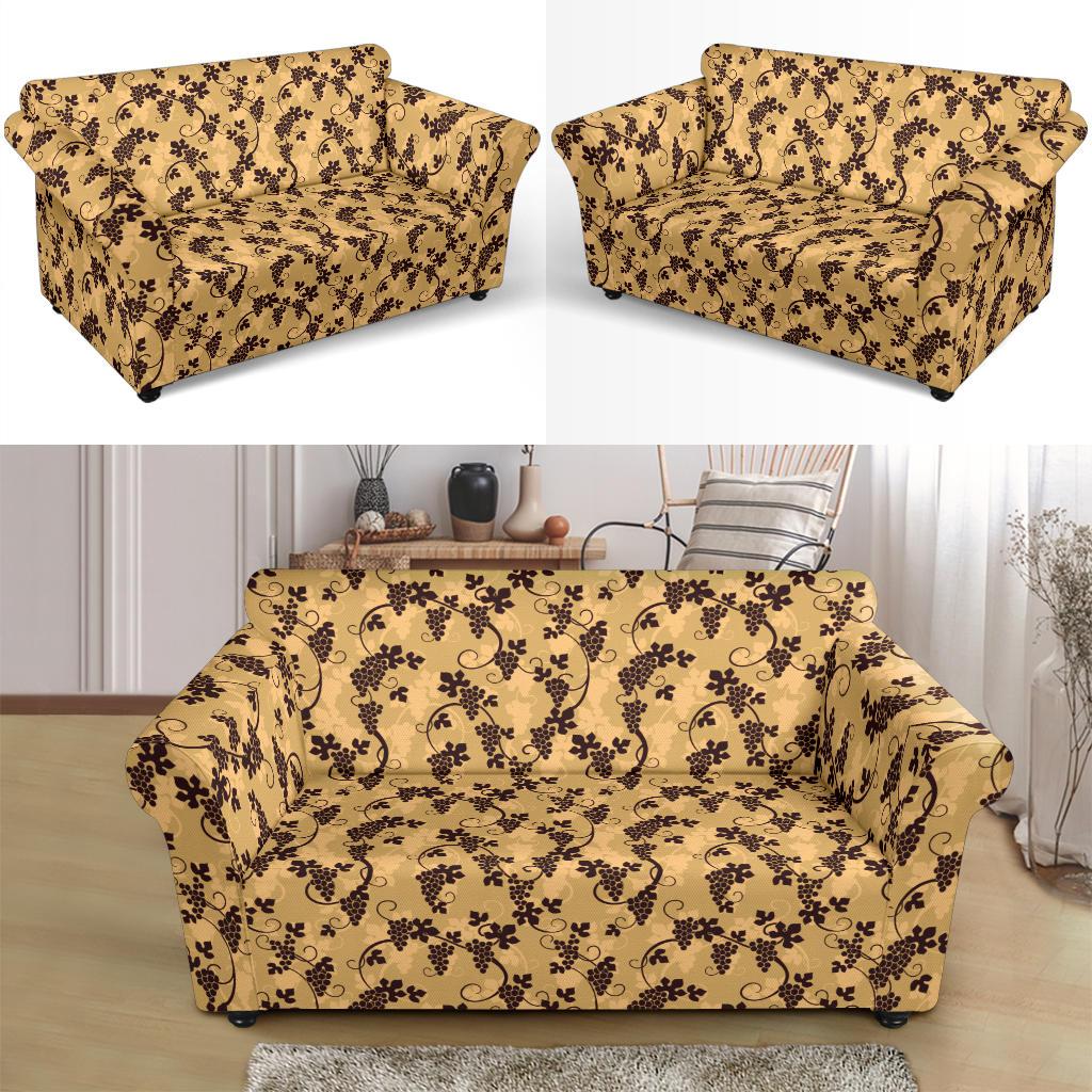 Wine Grape Design Print Loveseat Slipcover-JTAMIGO.COM