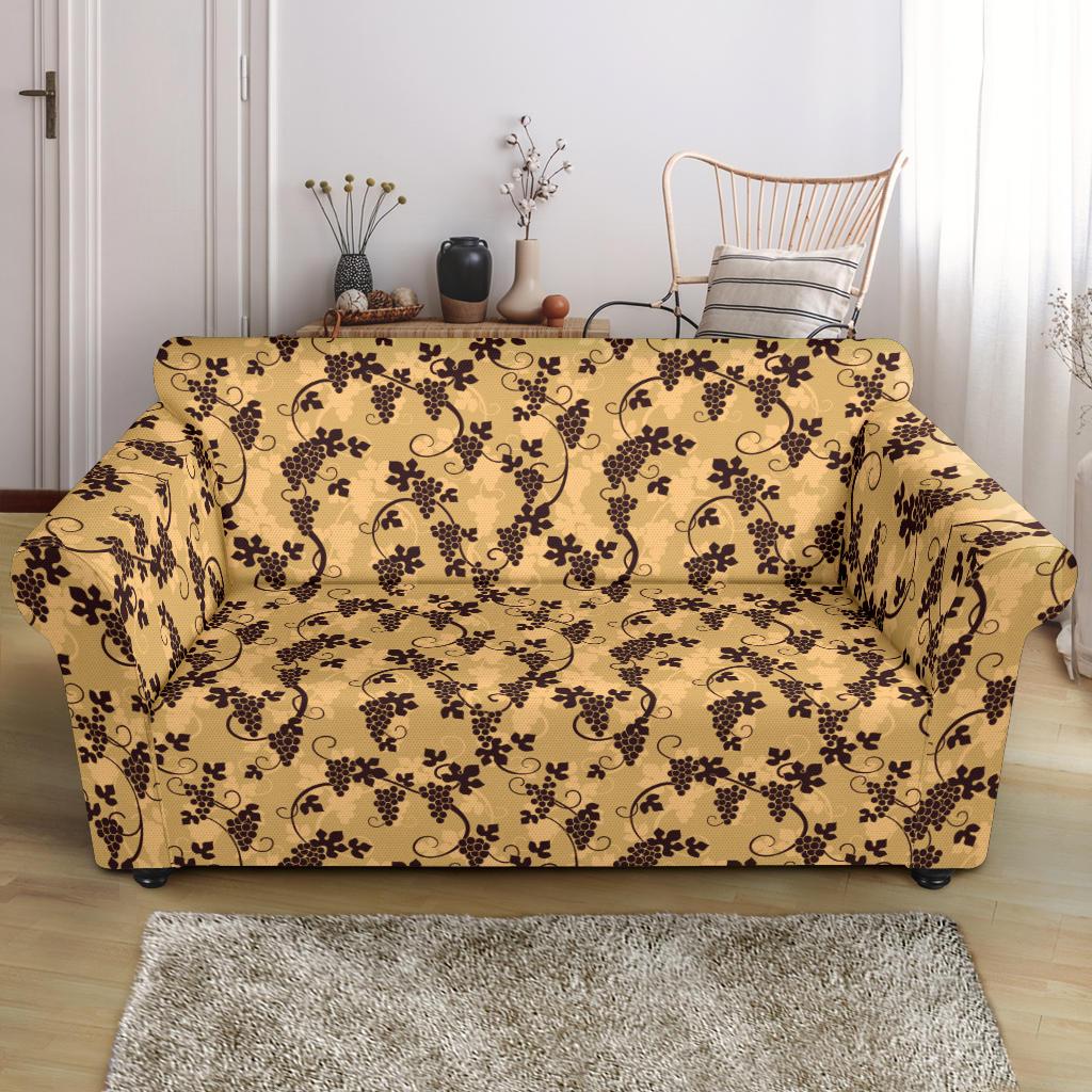 Wine Grape Design Print Loveseat Slipcover-JTAMIGO.COM