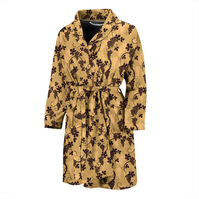 Wine Grape Design Print Men Bath Robe-JTAMIGO.COM