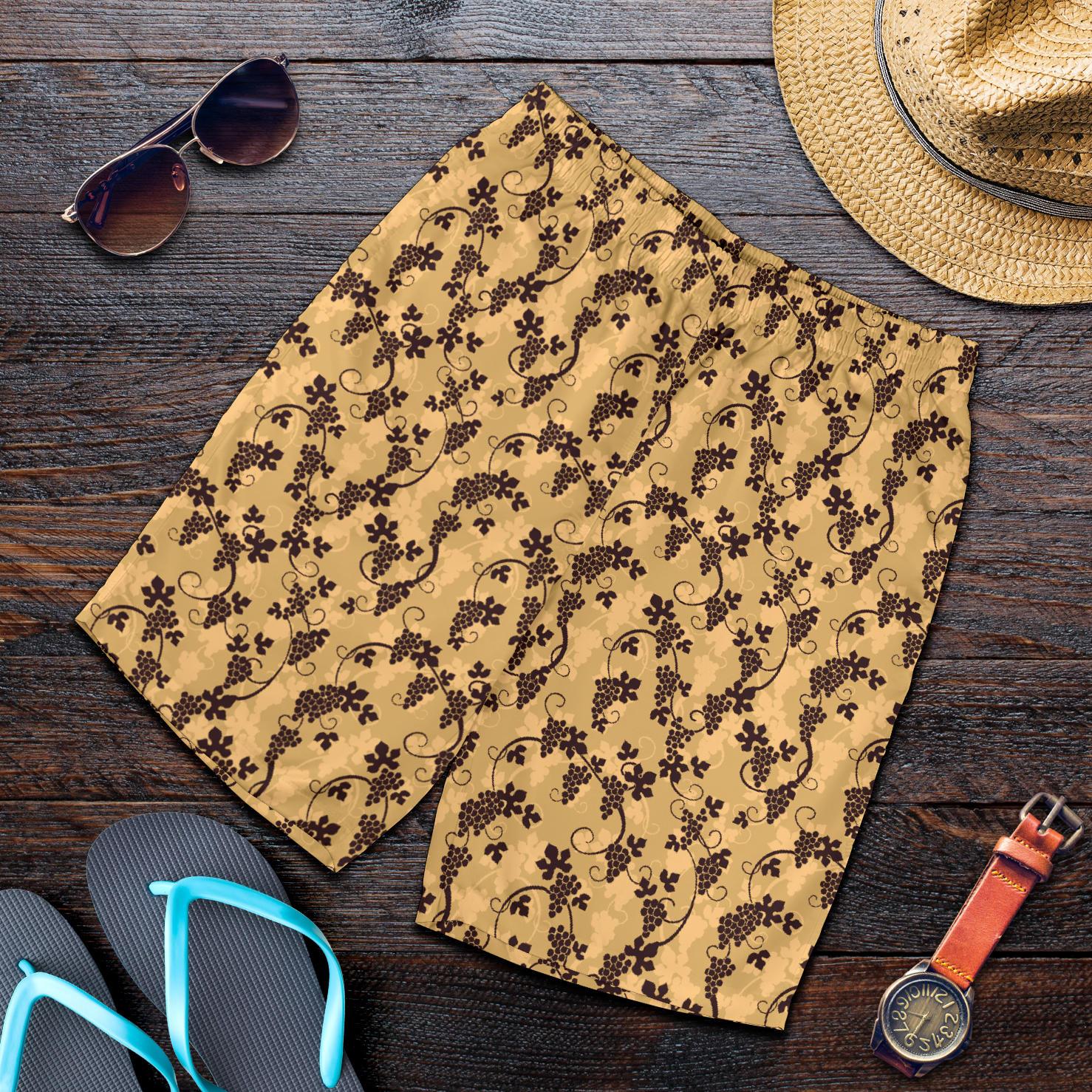 Wine Grape Design Print Mens Shorts-JTAMIGO.COM