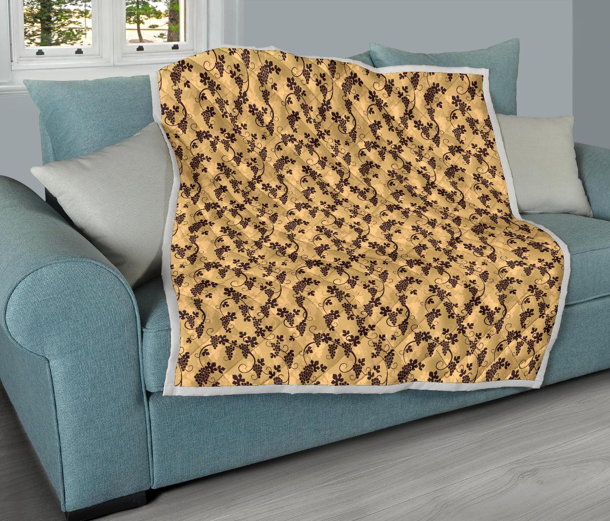 Wine Grape Design Print Premium Quilt-JTAMIGO.COM