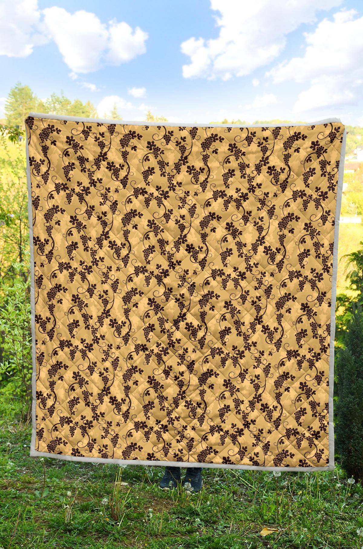 Wine Grape Design Print Premium Quilt-JTAMIGO.COM