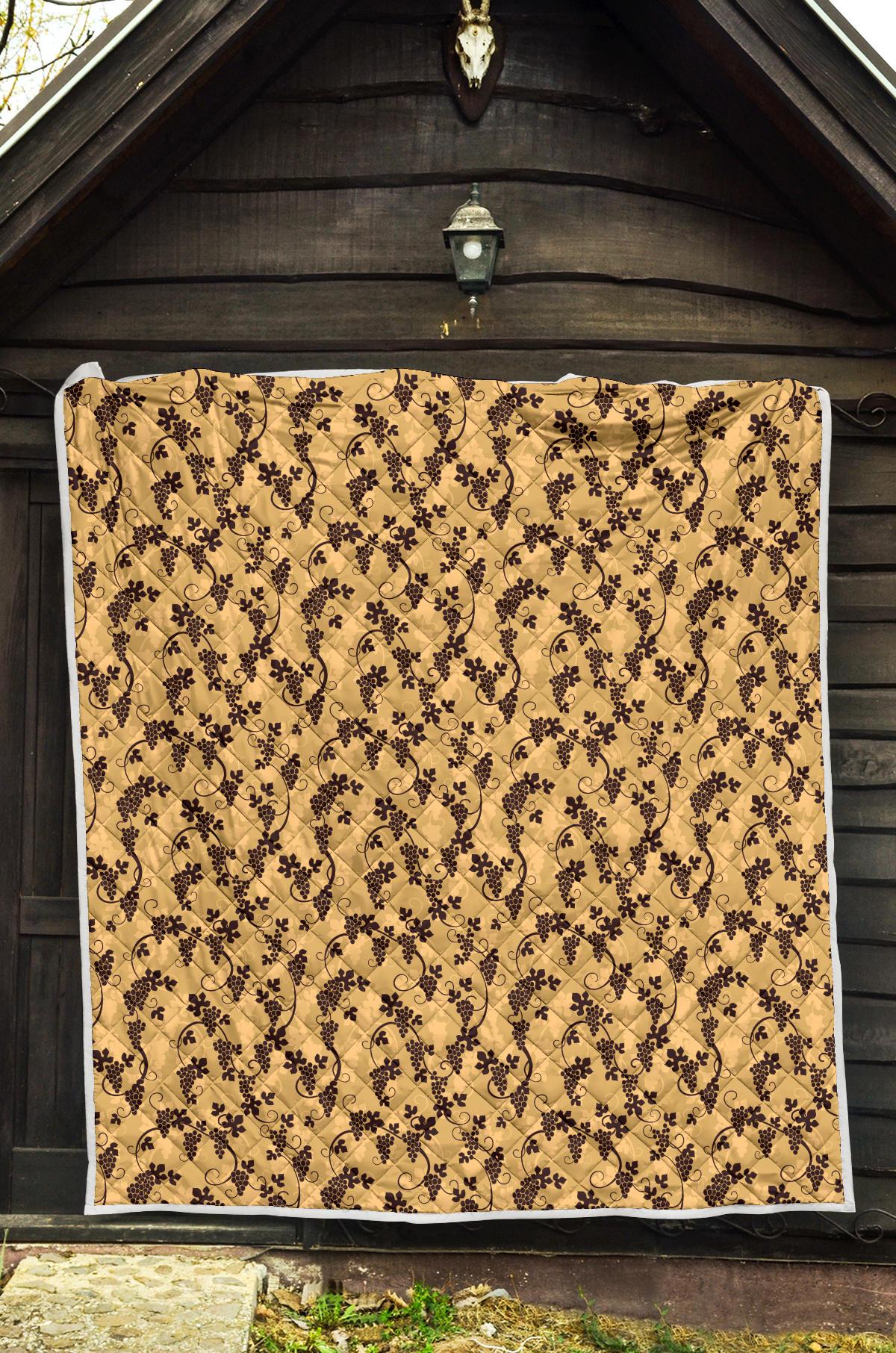 Wine Grape Design Print Premium Quilt-JTAMIGO.COM