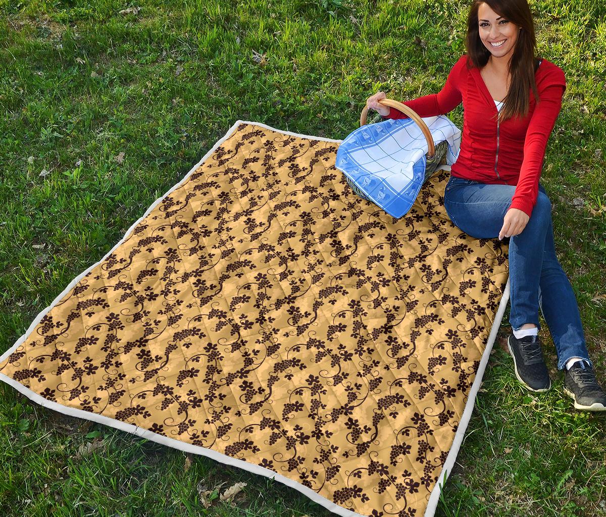Wine Grape Design Print Premium Quilt-JTAMIGO.COM