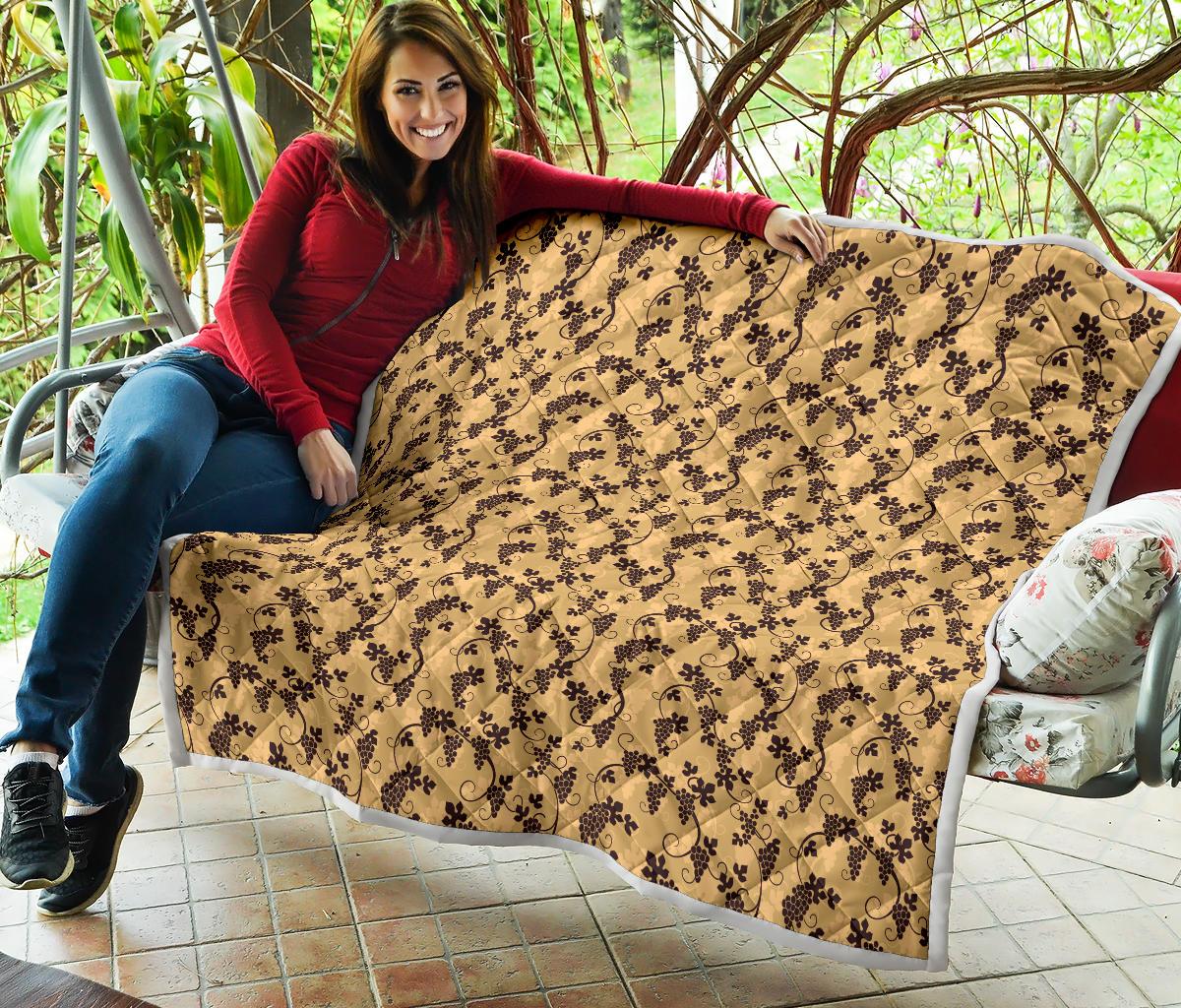 Wine Grape Design Print Premium Quilt-JTAMIGO.COM