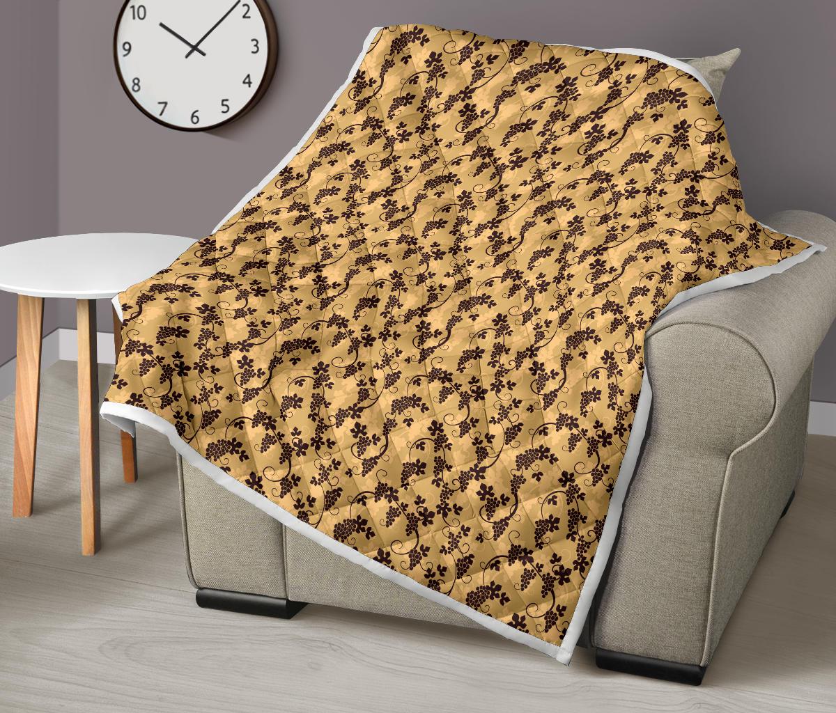 Wine Grape Design Print Premium Quilt-JTAMIGO.COM