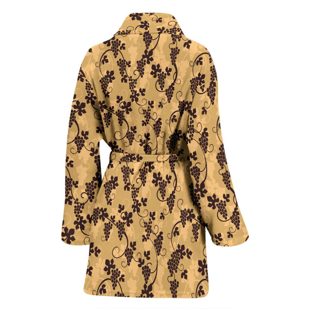 Wine Grape Design Print Women Bath Robe-JTAMIGO.COM