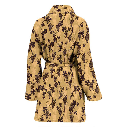 Wine Grape Design Print Women Bath Robe-JTAMIGO.COM