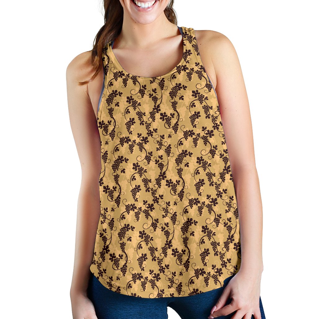 Wine Grape Design Print Women Racerback Tank Top