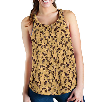 Wine Grape Design Print Women Racerback Tank Top