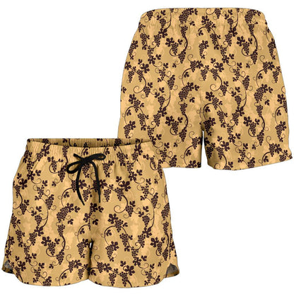 Wine Grape Design Print Women Shorts-JTAMIGO.COM
