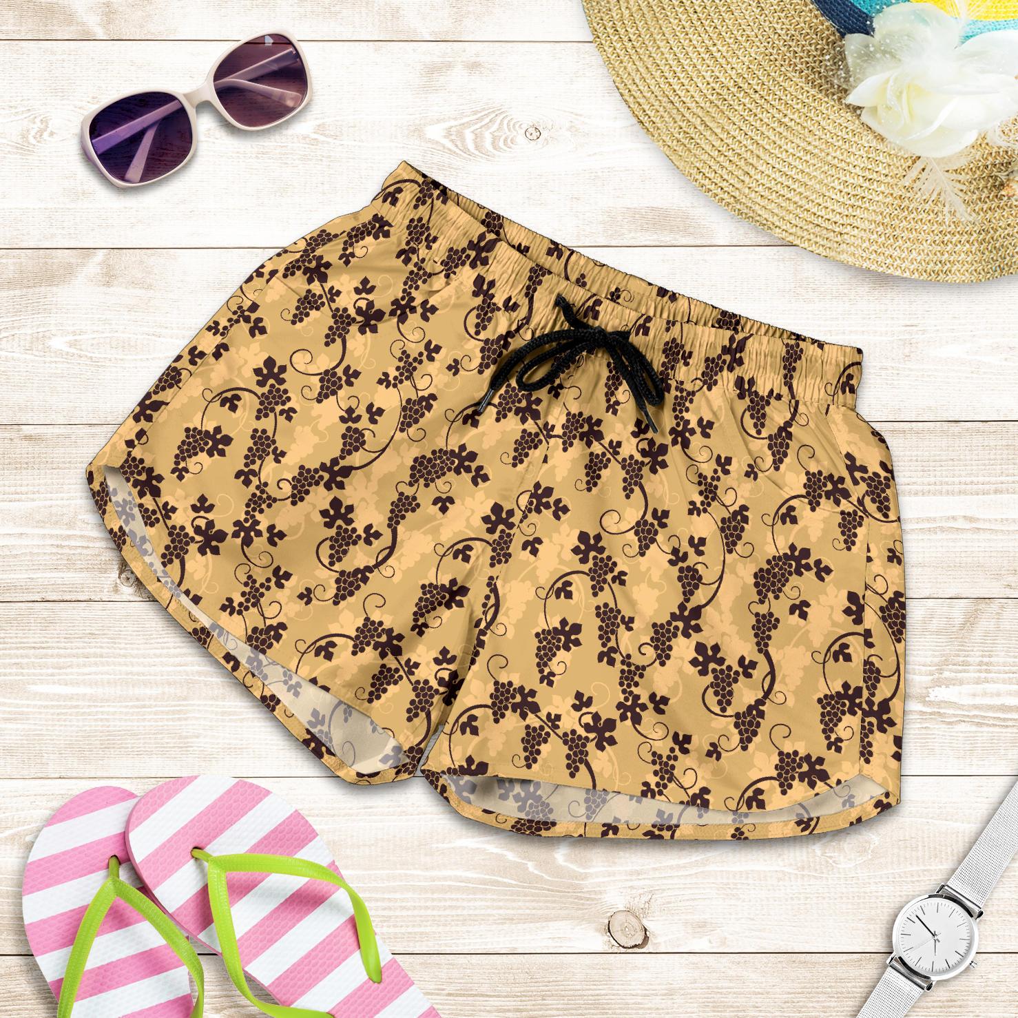 Wine Grape Design Print Women Shorts-JTAMIGO.COM