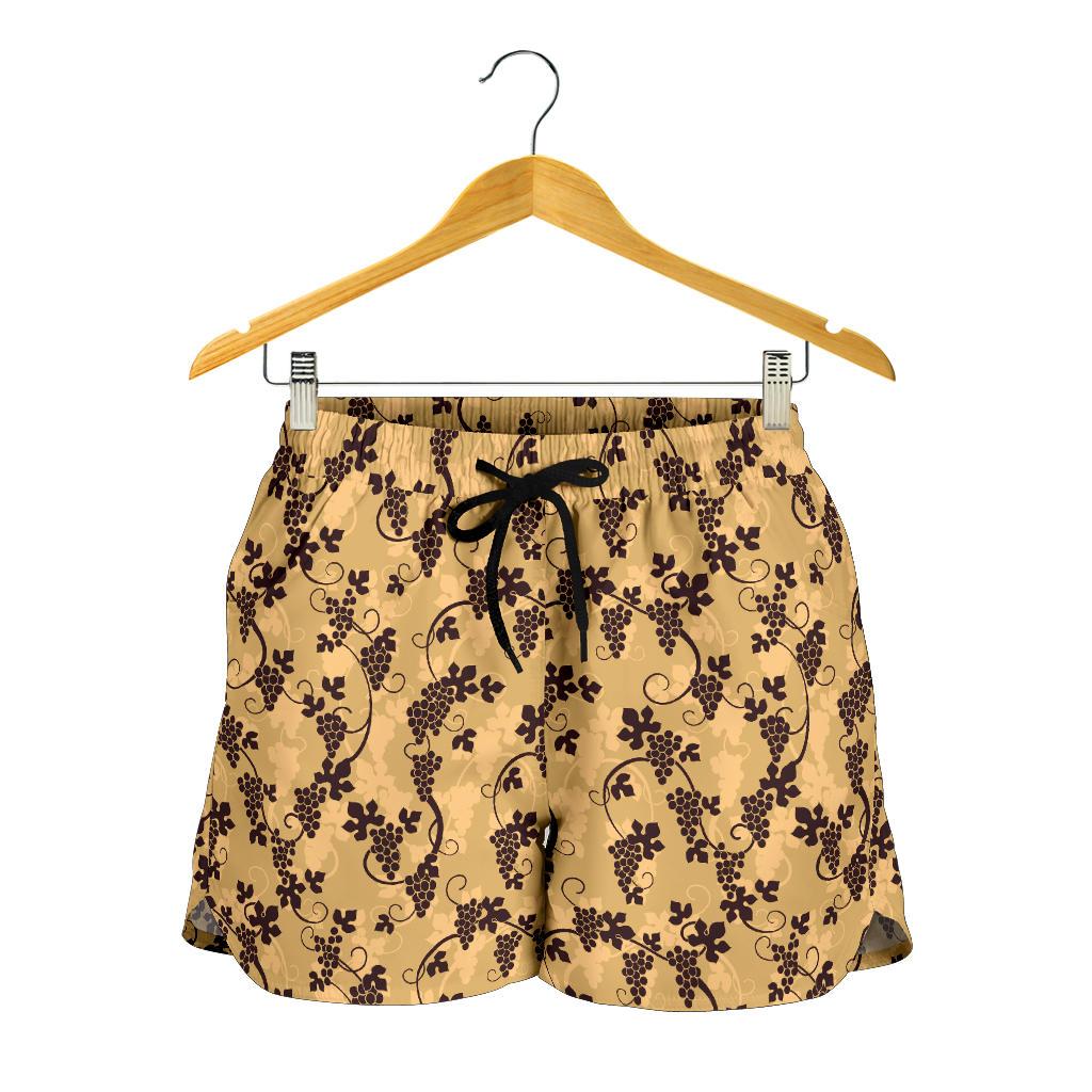 Wine Grape Design Print Women Shorts-JTAMIGO.COM
