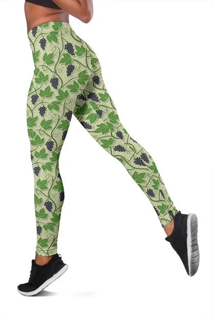 Wine Grape Themed Print Women Leggings