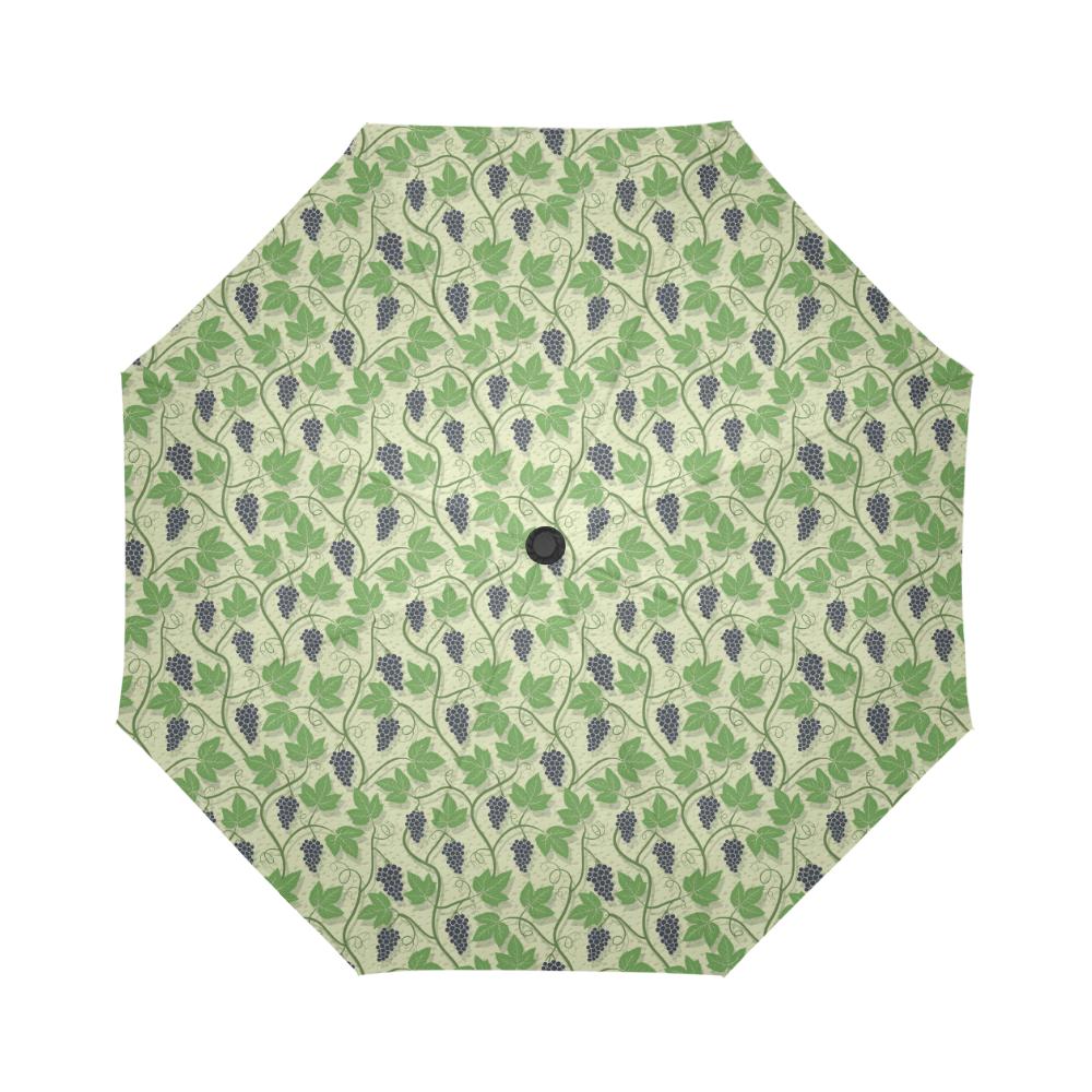 Wine Grape Thmed Print Automatic Foldable Umbrella