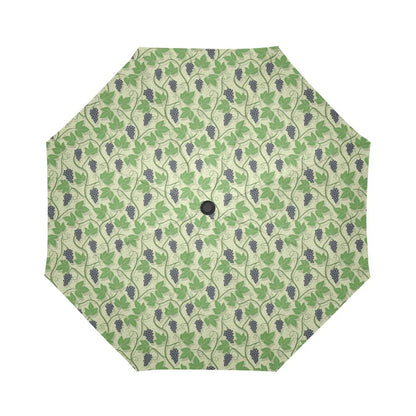 Wine Grape Thmed Print Automatic Foldable Umbrella