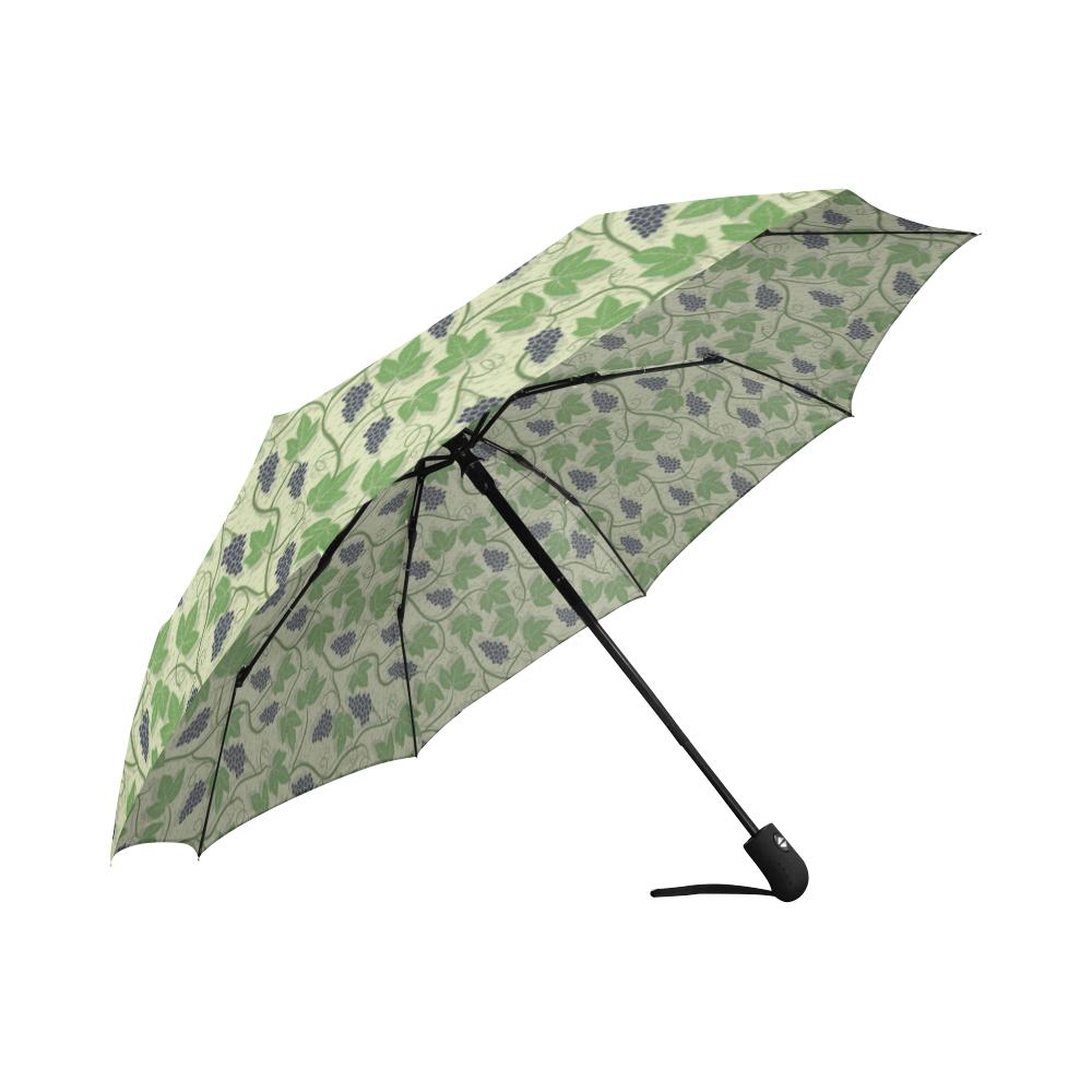 Wine Grape Thmed Print Automatic Foldable Umbrella