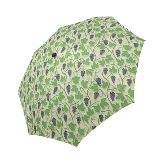 Wine Grape Thmed Print Automatic Foldable Umbrella