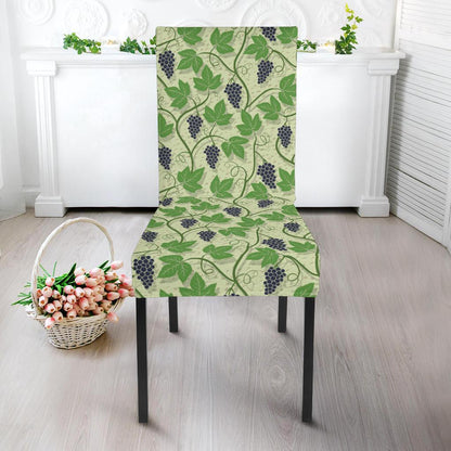 Wine Grape Thmed Print Dining Chair Slipcover-JTAMIGO.COM